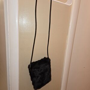 Black Faux Fur Crossbody Bag